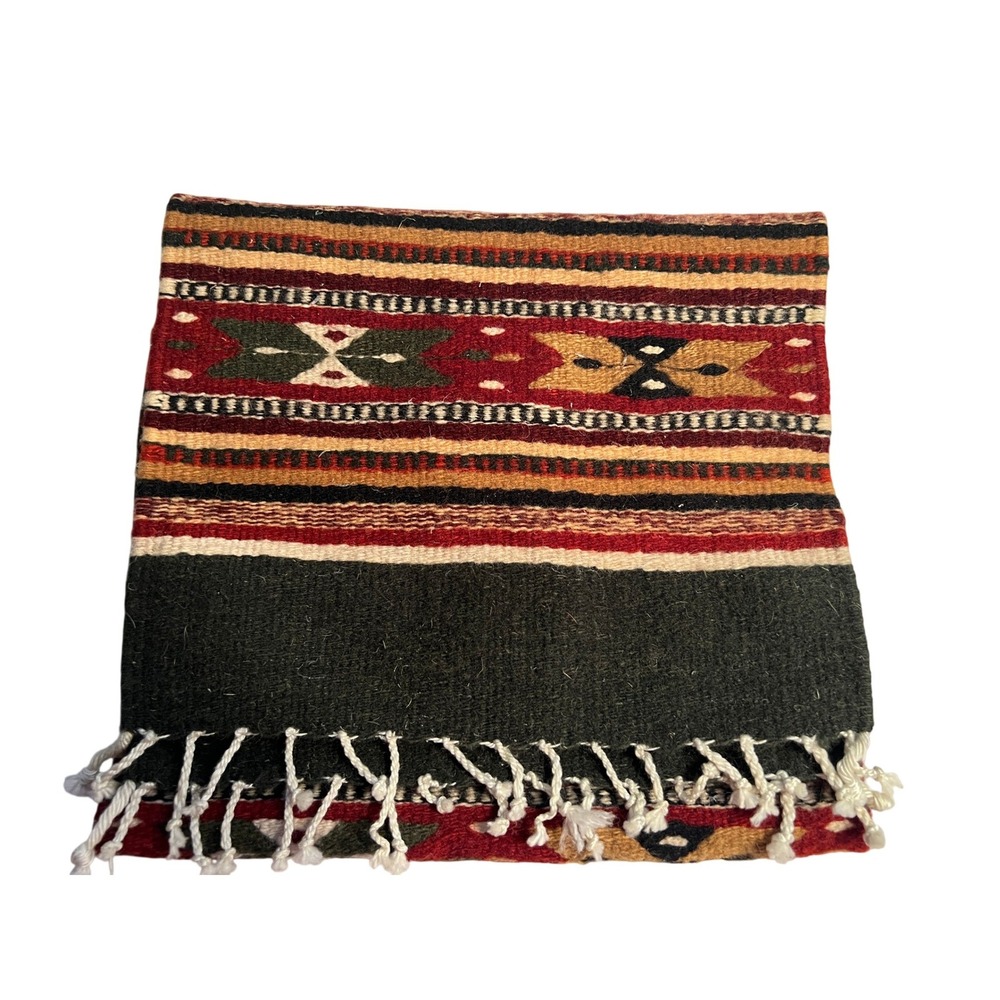 Handwoven Wool Table Runner Rug Southwestern Tribal Geometric 50"‎ L x 14" W